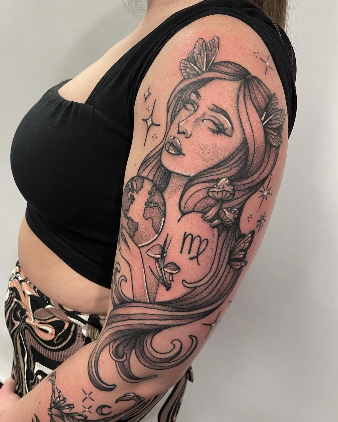 Stunning Virgo tattoo showcasing beauty and nature Tattoo Design