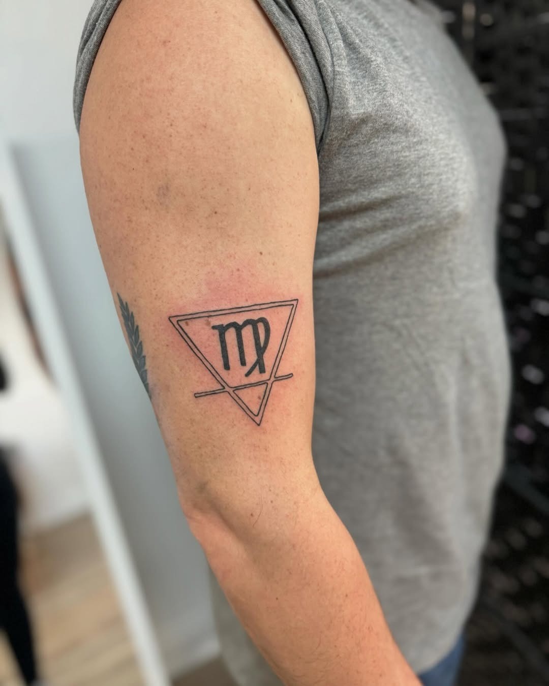 Stylish Triangle Virgo Symbol Tattoo on Arm Tattoo Design