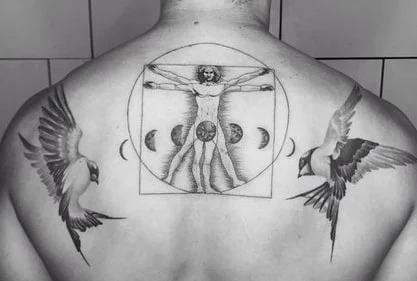 Backpiece with Lunar Elegance Tattoo Design