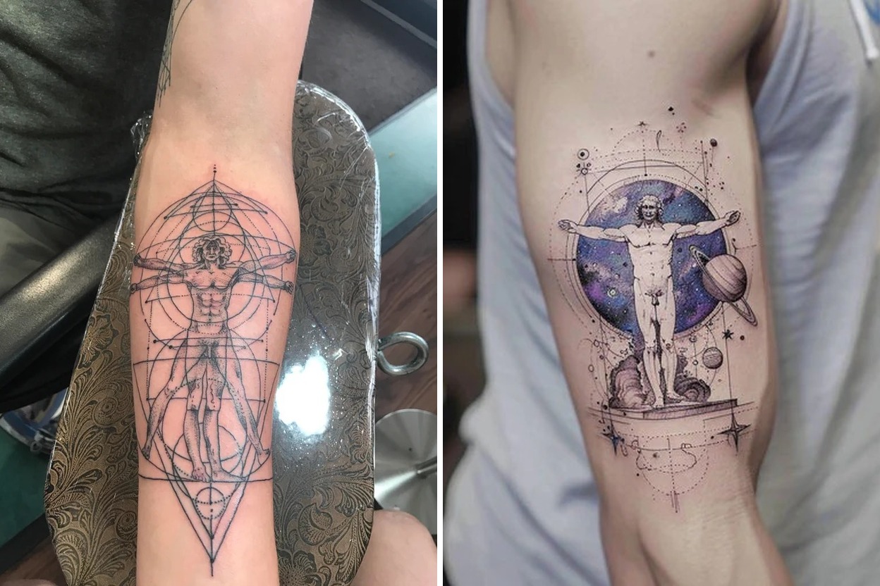 34+ Vitruvian Man Tattoo Ideas & Inspiration Featured Lookbook Collage