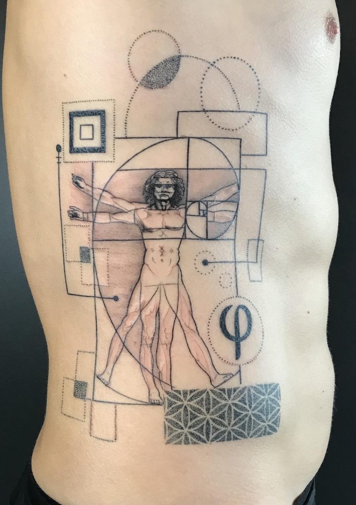 Ribcage Minimalism Meets Sacred Geometry Tattoo Design