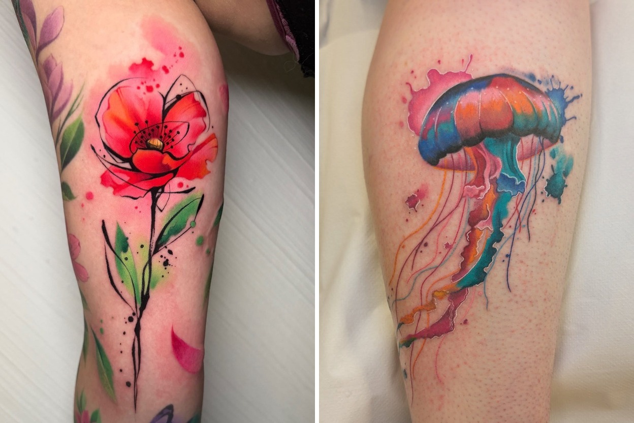 19 Inspiring Water Color Tattoo Ideas For Your Next Ink Featured Lookbook Collage