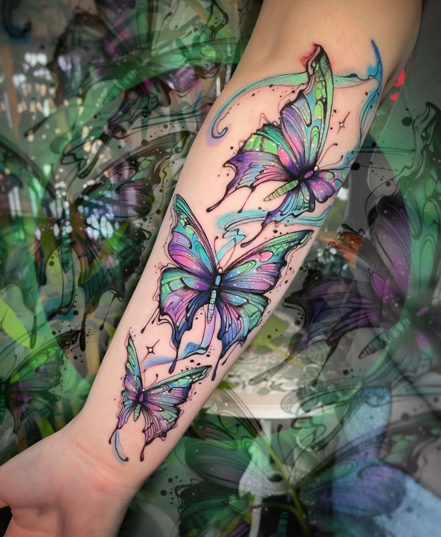 Watercolor Butterfly Flight Tattoo Tattoo Design