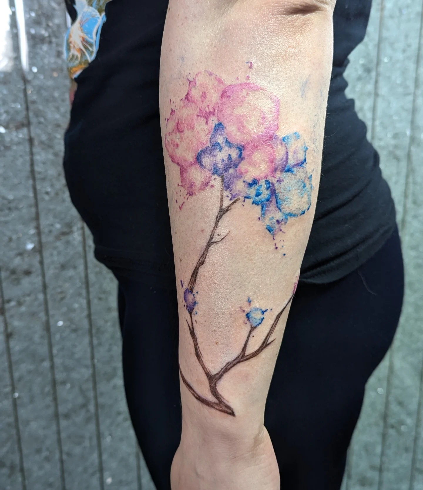 Watercolor Cherry Blossom Branch Tattoo Tattoo Design