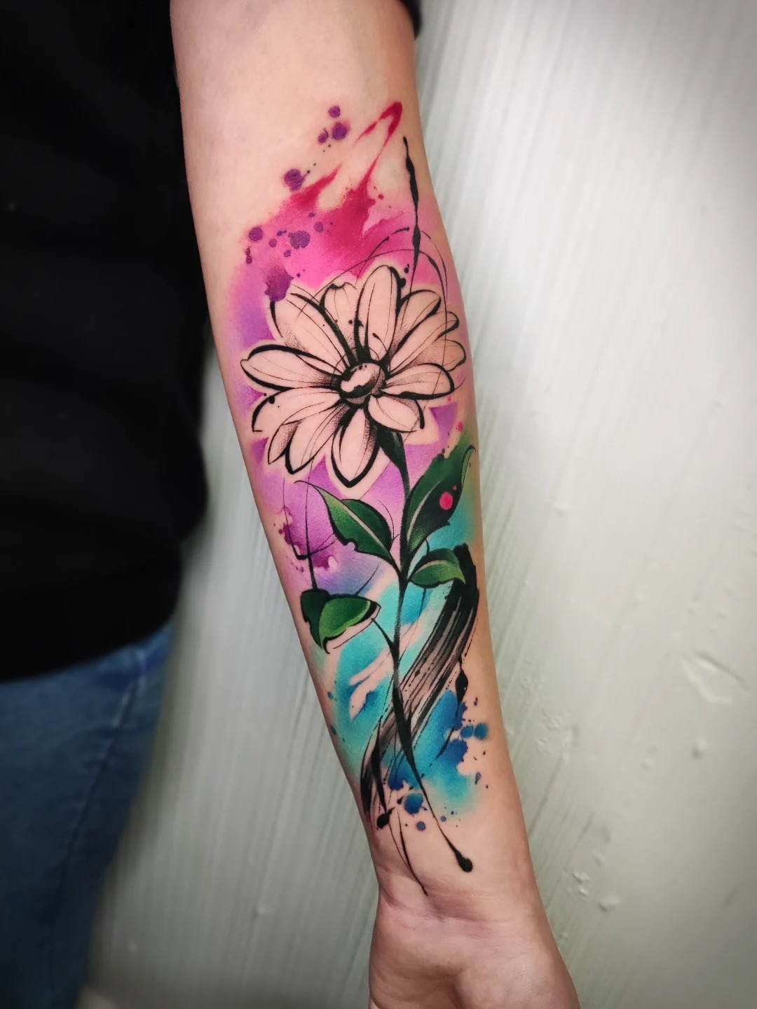Watercolor Daisy Flower Tattoo Tattoo Design