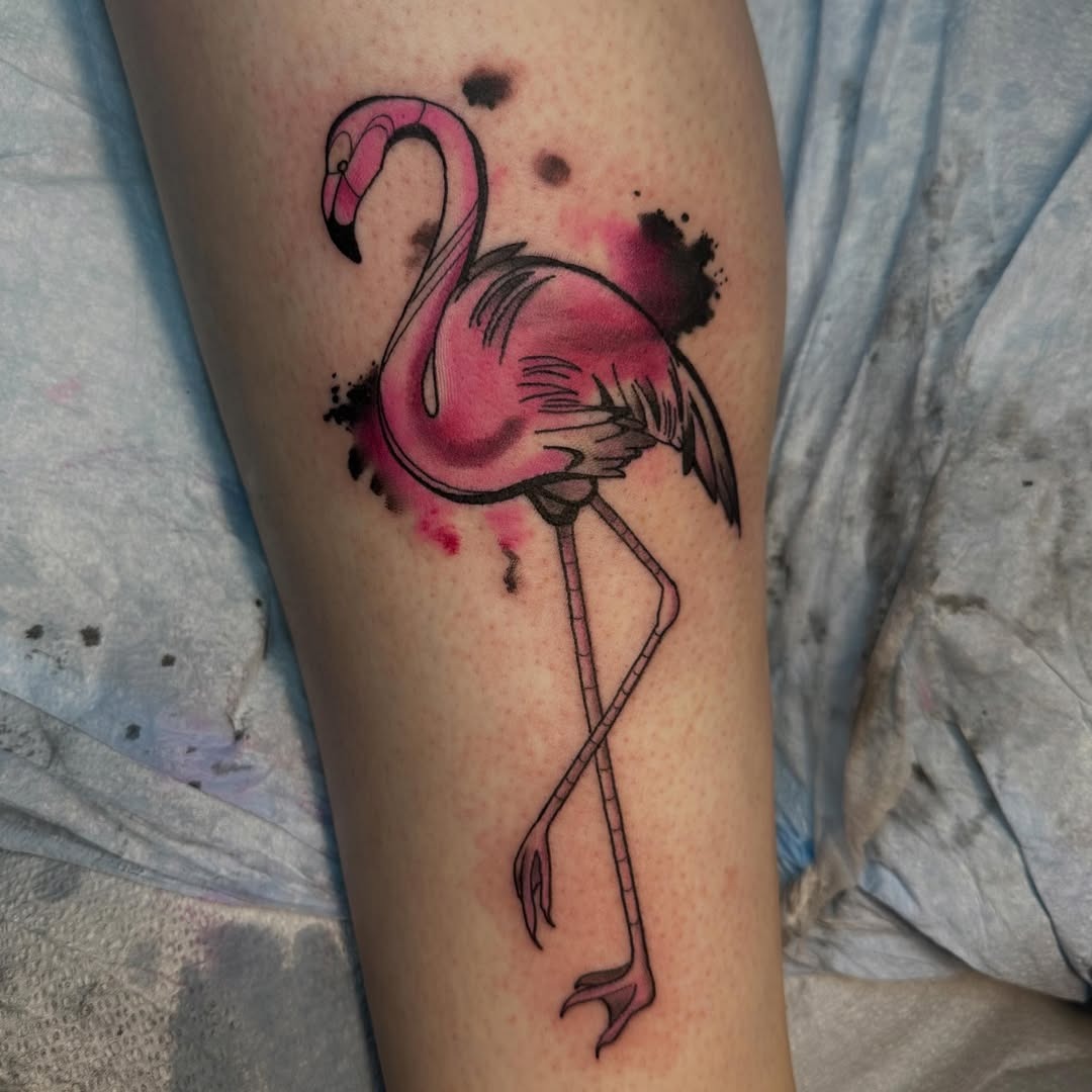 Watercolor Flamingo Tattoo Tattoo Design