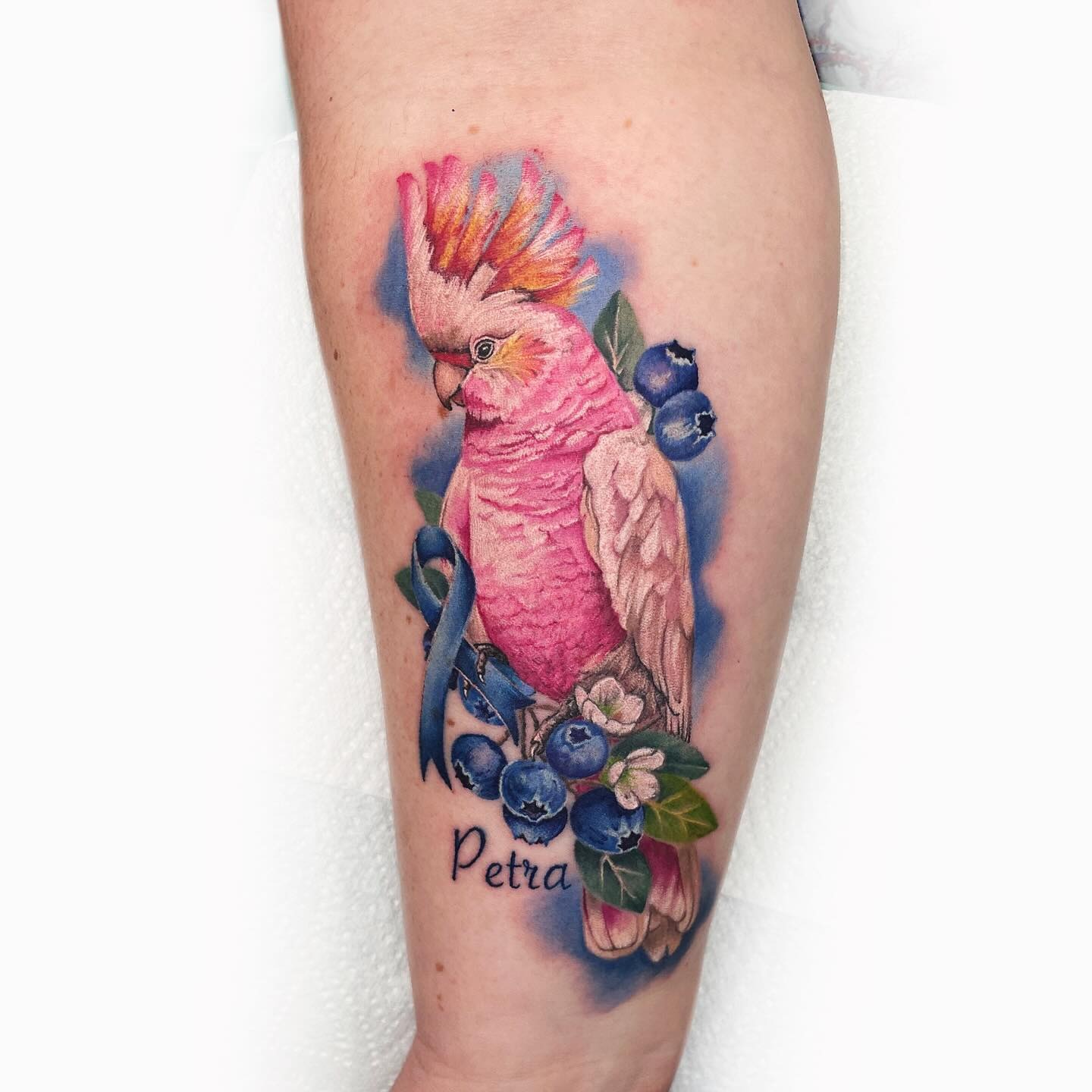 Watercolor Pink Cockatoo Memorial Tattoo Tattoo Design