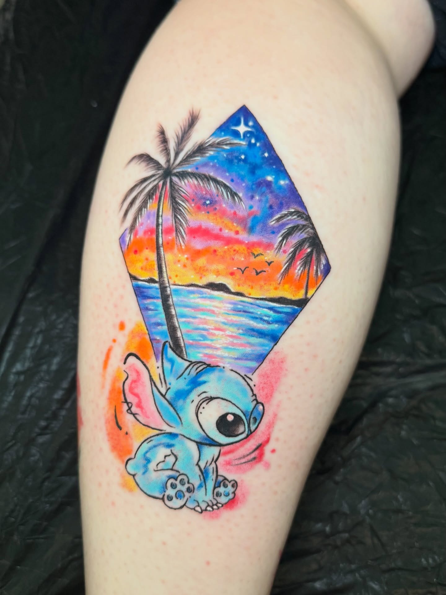 Watercolor Stitch Sunset Tattoo Tattoo Design