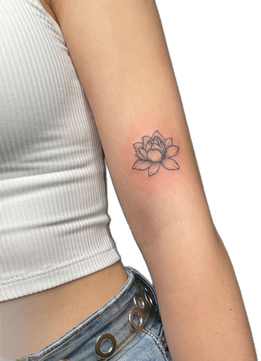 Small Fineline Water Lily on the Inner Arm Tattoo Design