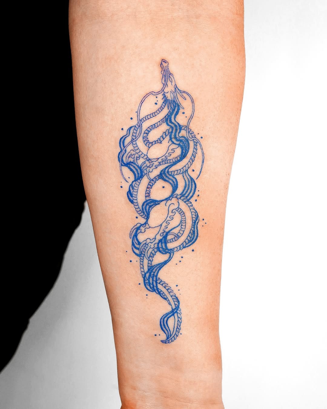 Elegant blue water snake tattoo design Tattoo Design
