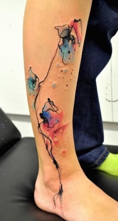 Abstract Black Paint Splatter Brushstroke Tattoo Tattoo Design