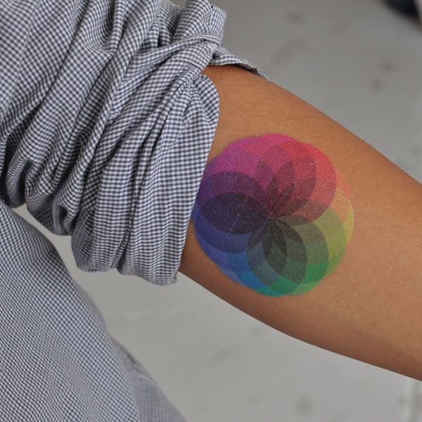 Circular Geometric Watercolor Upper Arm Tattoo Tattoo Design