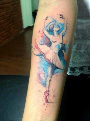 Dancing Ballet Silhouette Watercolor Forearm Tattoo Tattoo Design