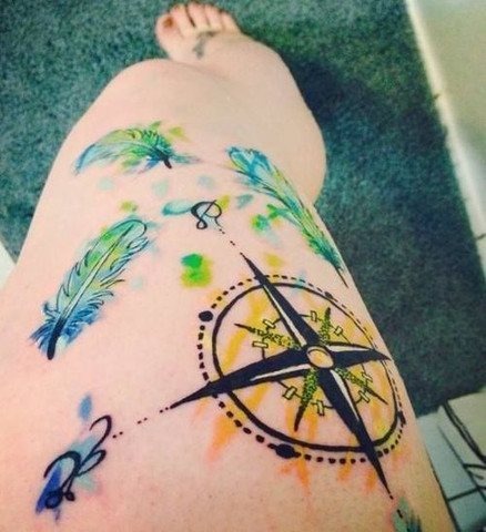Delicate Floating Watercolor Feathers Tattoo Tattoo Design