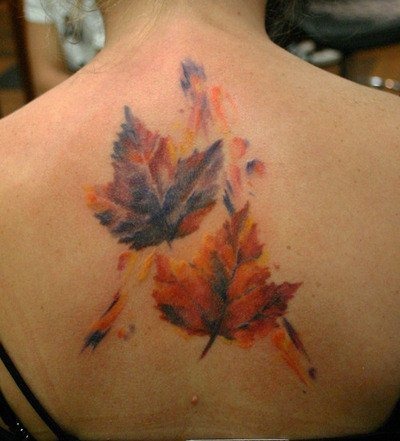 Falling Autumn Leaves Watercolor Tattoo Tattoo Design