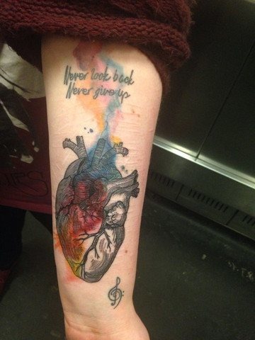 Motivational Geometric Heart Watercolor Tattoo Tattoo Design