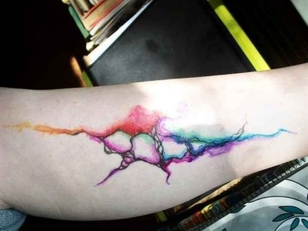 Multicolor Abstract Geometric Watercolor Leg Tattoo Tattoo Design