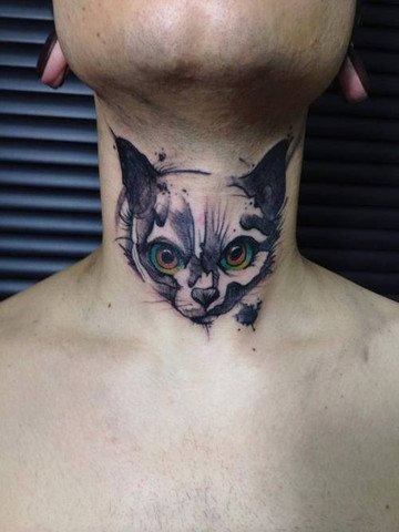 Piercing Cat Eyes Watercolor Tattoo Tattoo Design