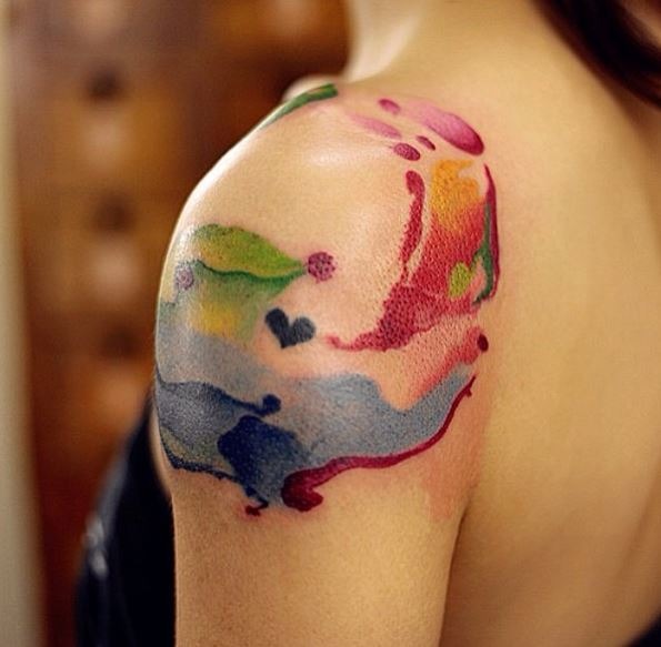 Radiant Orbiting Color Swirls Shoulder Tattoo Tattoo Design