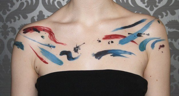 Vibrant Color Palette Splatter Chest Tattoo Tattoo Design