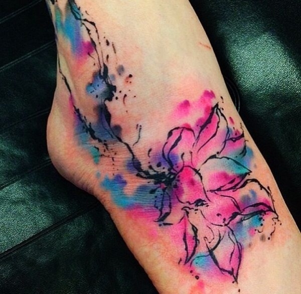 Vivid Splatter Color Palette Watercolor Foot Tattoo Tattoo Design