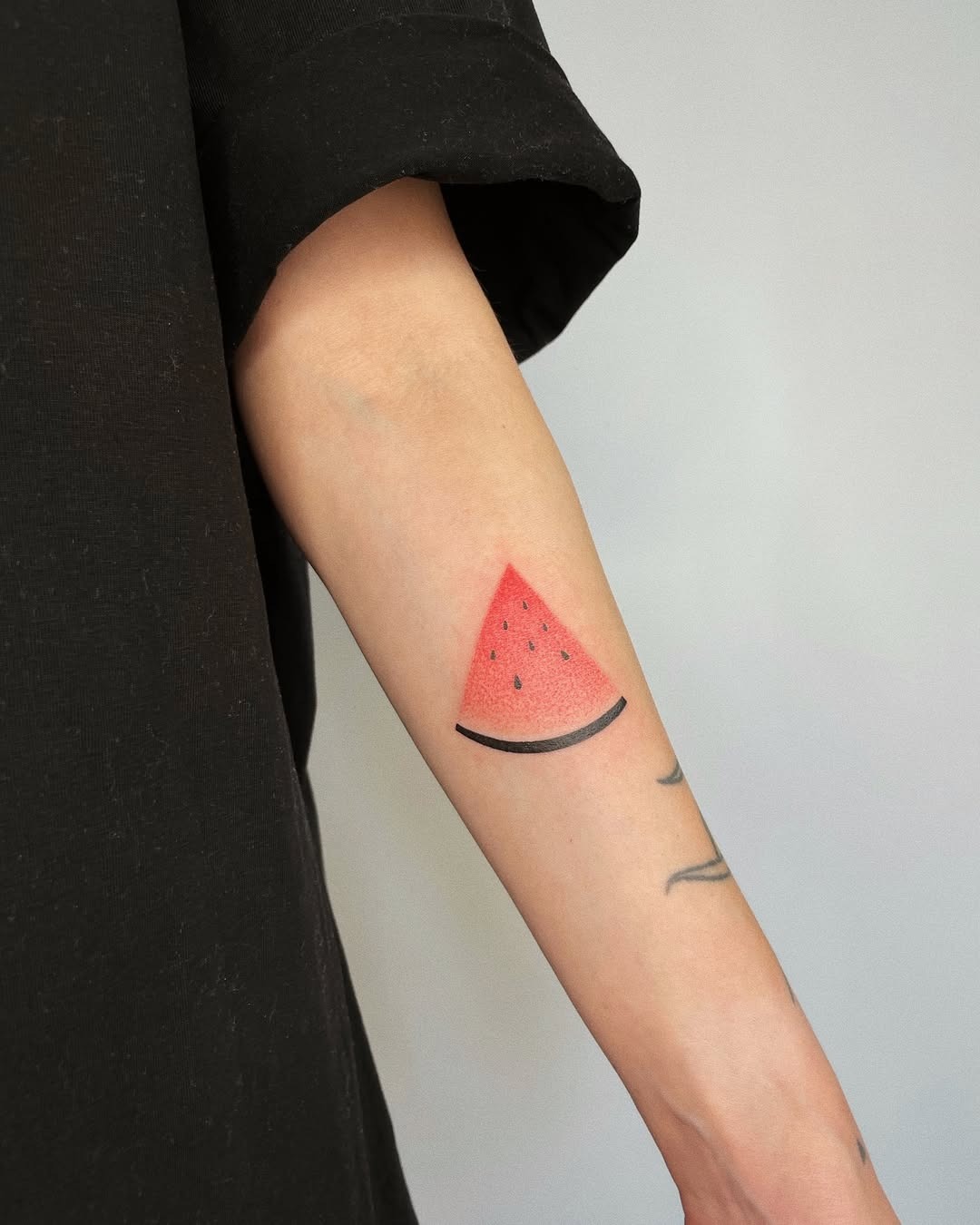 Chic Watermelon Slice Tattoo on Forearm Tattoo Design