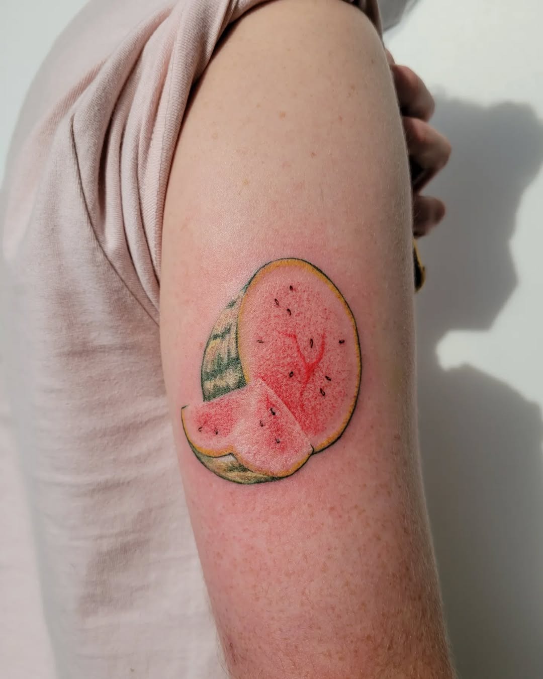 Colorful Watermelon Tattoo on Arm Tattoo Design