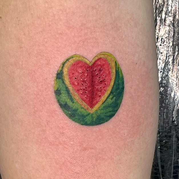 Vibrant watermelon heart tattoo design Tattoo Design