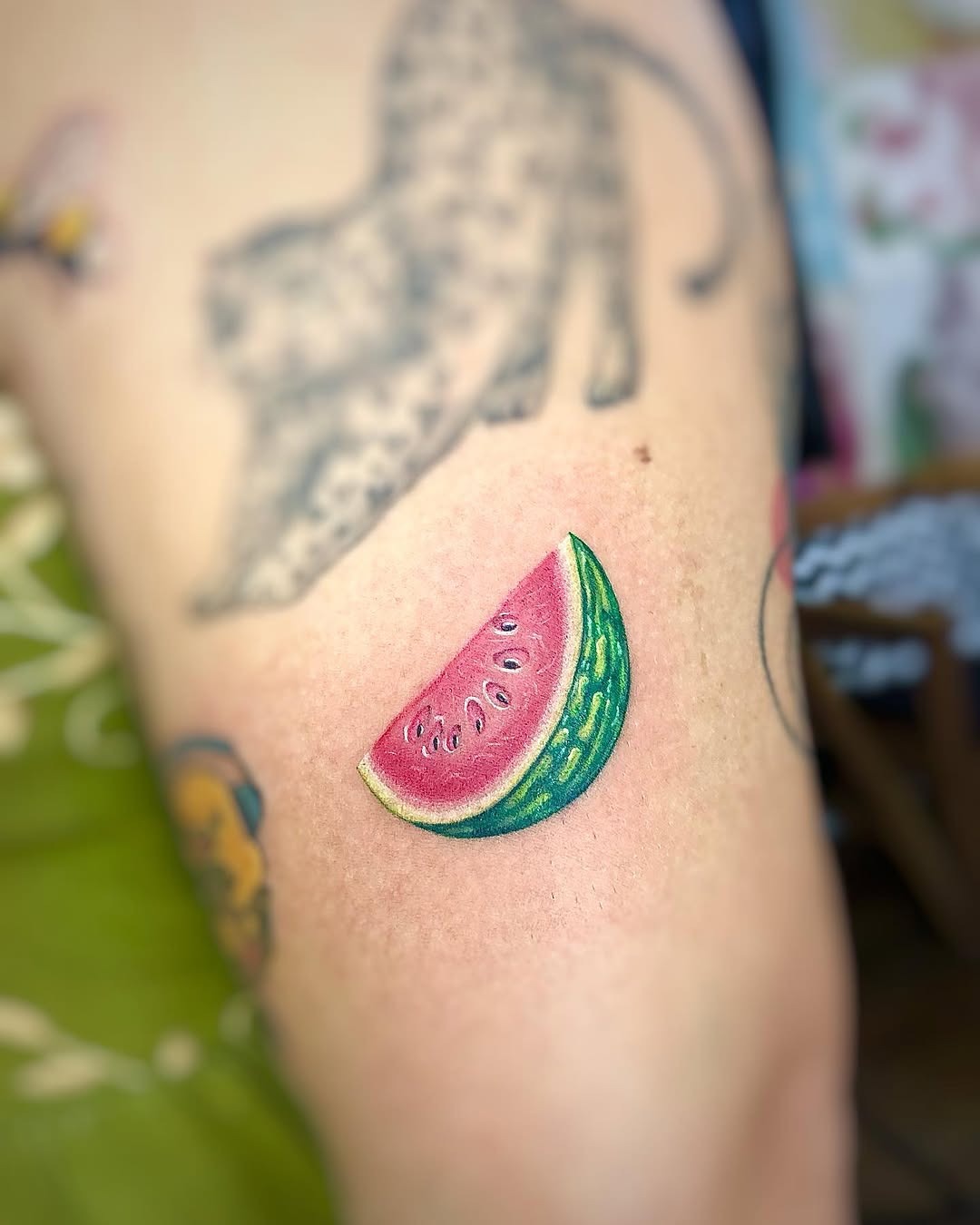 Vibrant Watermelon Slice Tattoo on Arm Tattoo Design