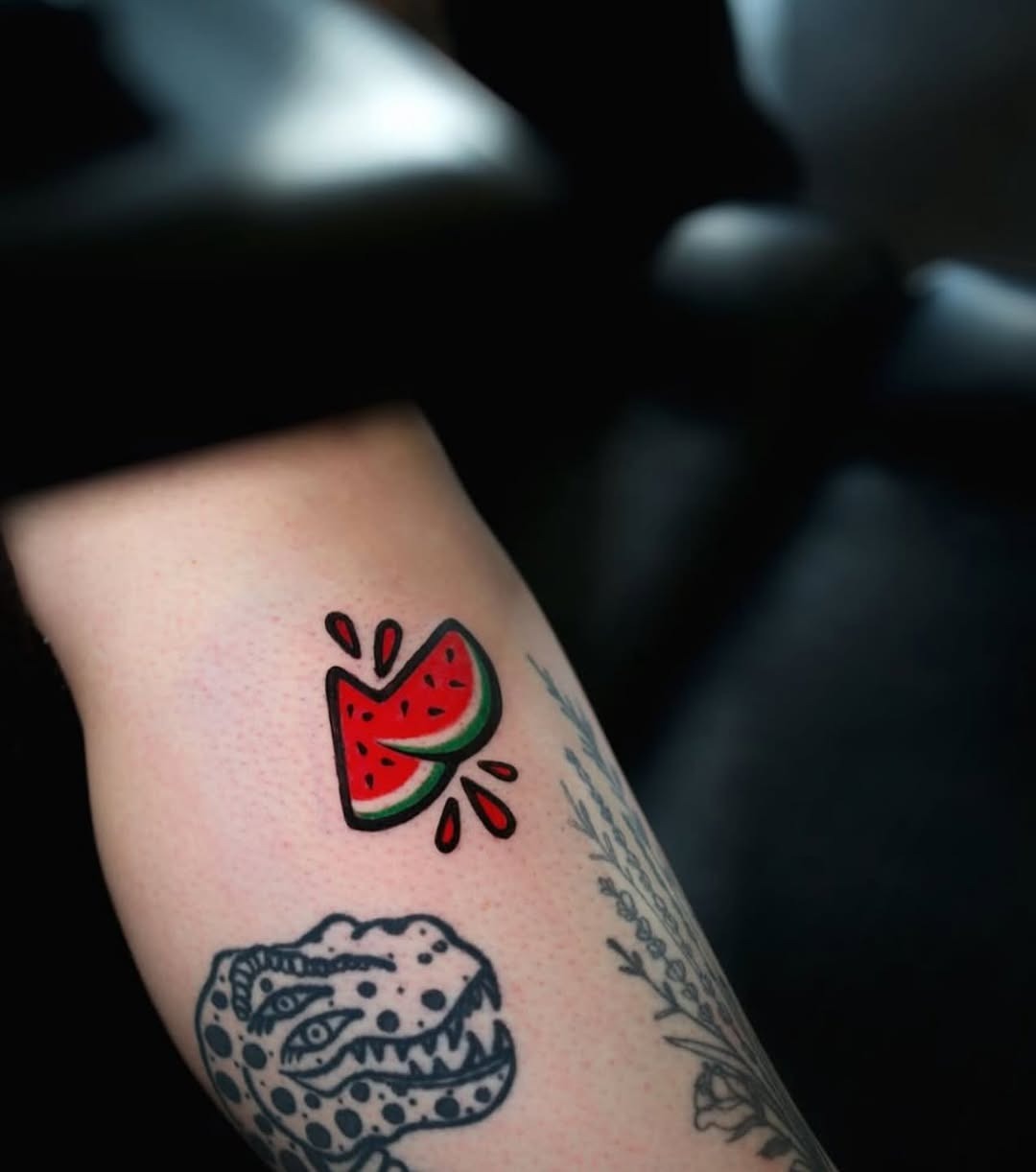 Vibrant watermelon tattoo radiating fun vibes Tattoo Design