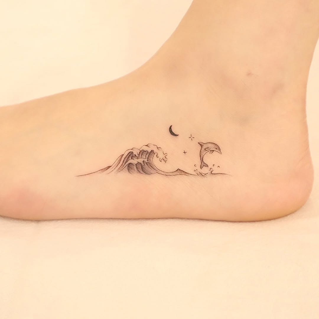 Dolphin Wave Tattoo Tattoo Design