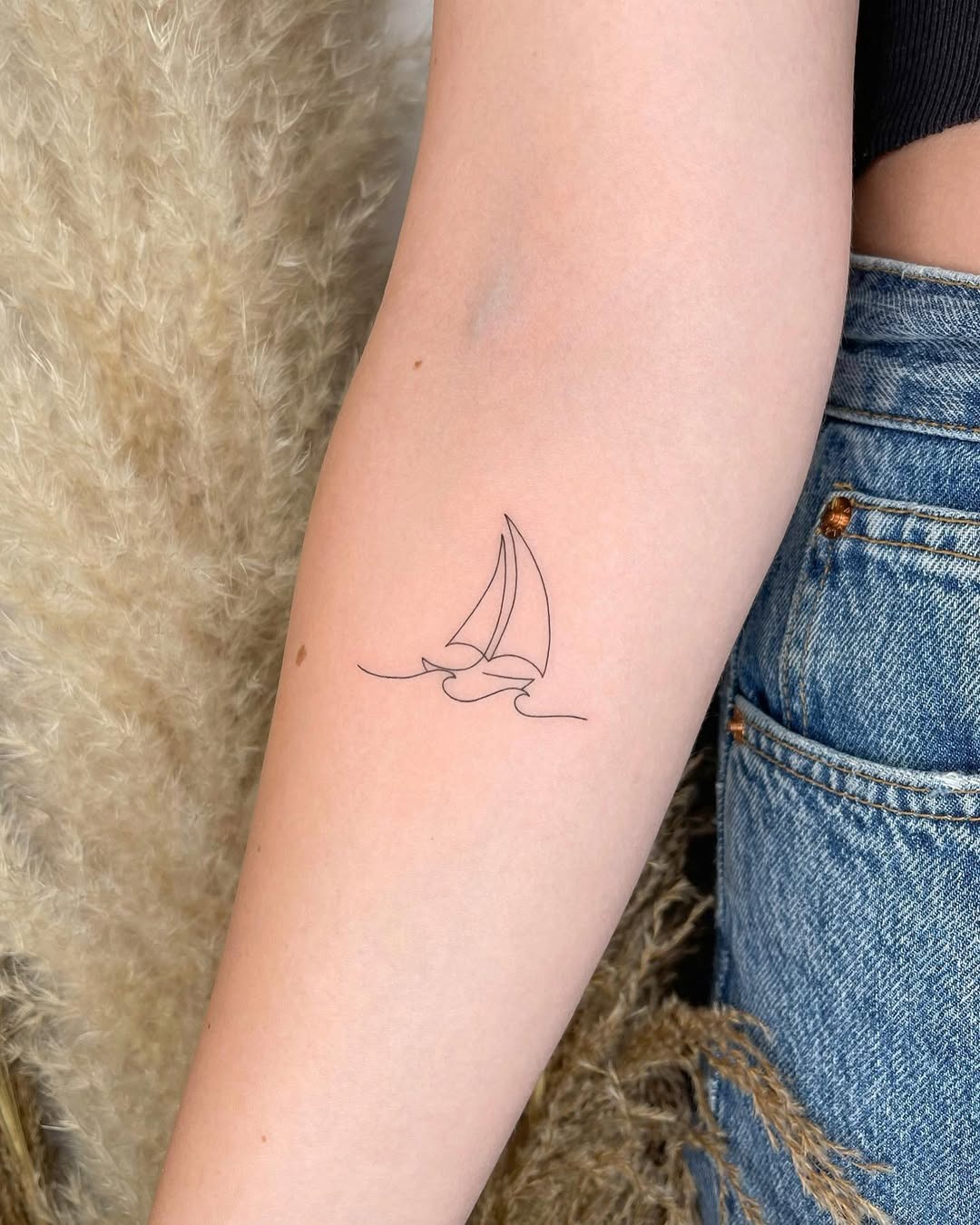 Minimalist Sailboat Tattoo Tattoo Design