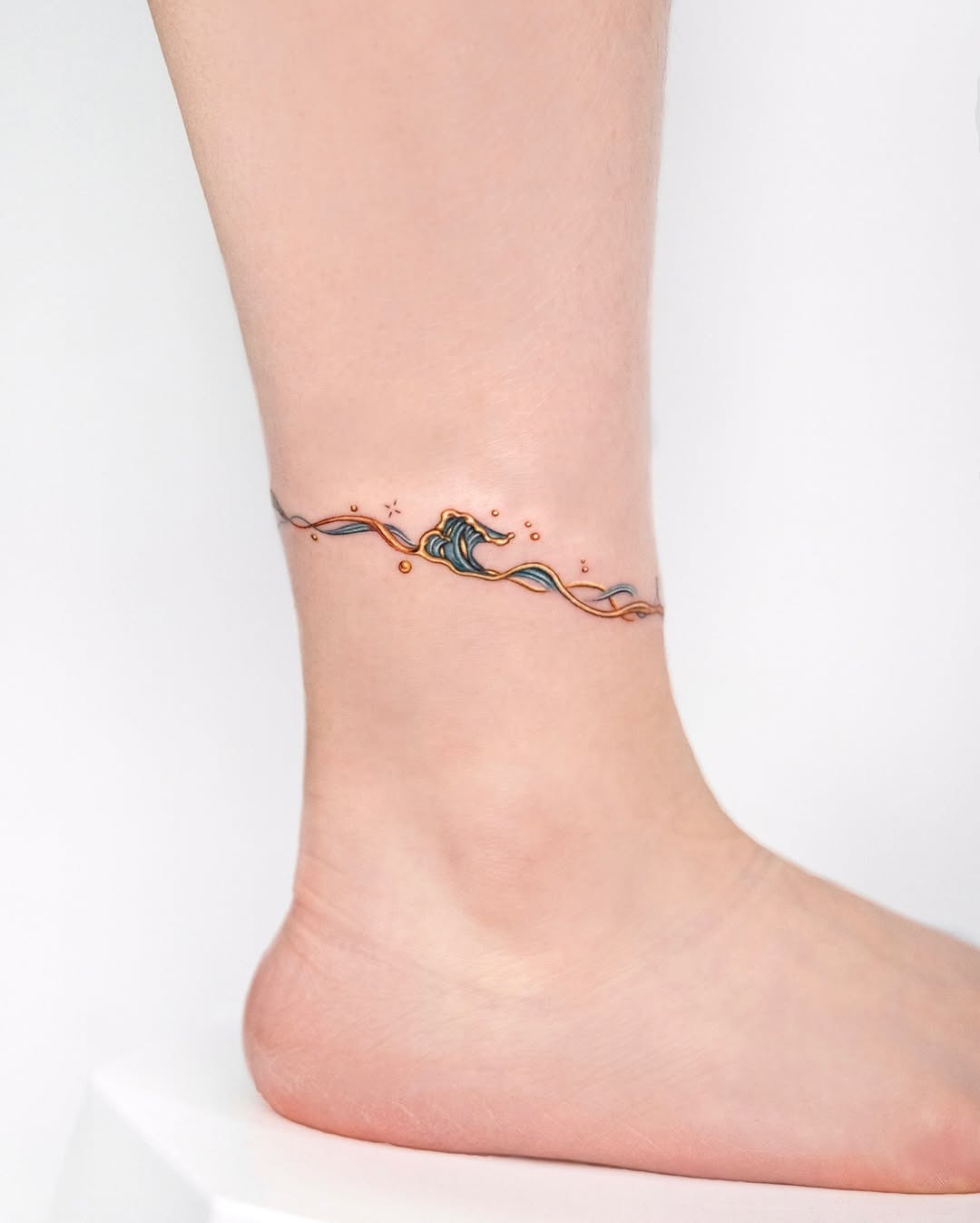 Stylish Ankle Wave Tattoo Tattoo Design
