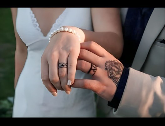 Intricate wedding ring tattoo designs on hands Tattoo Design