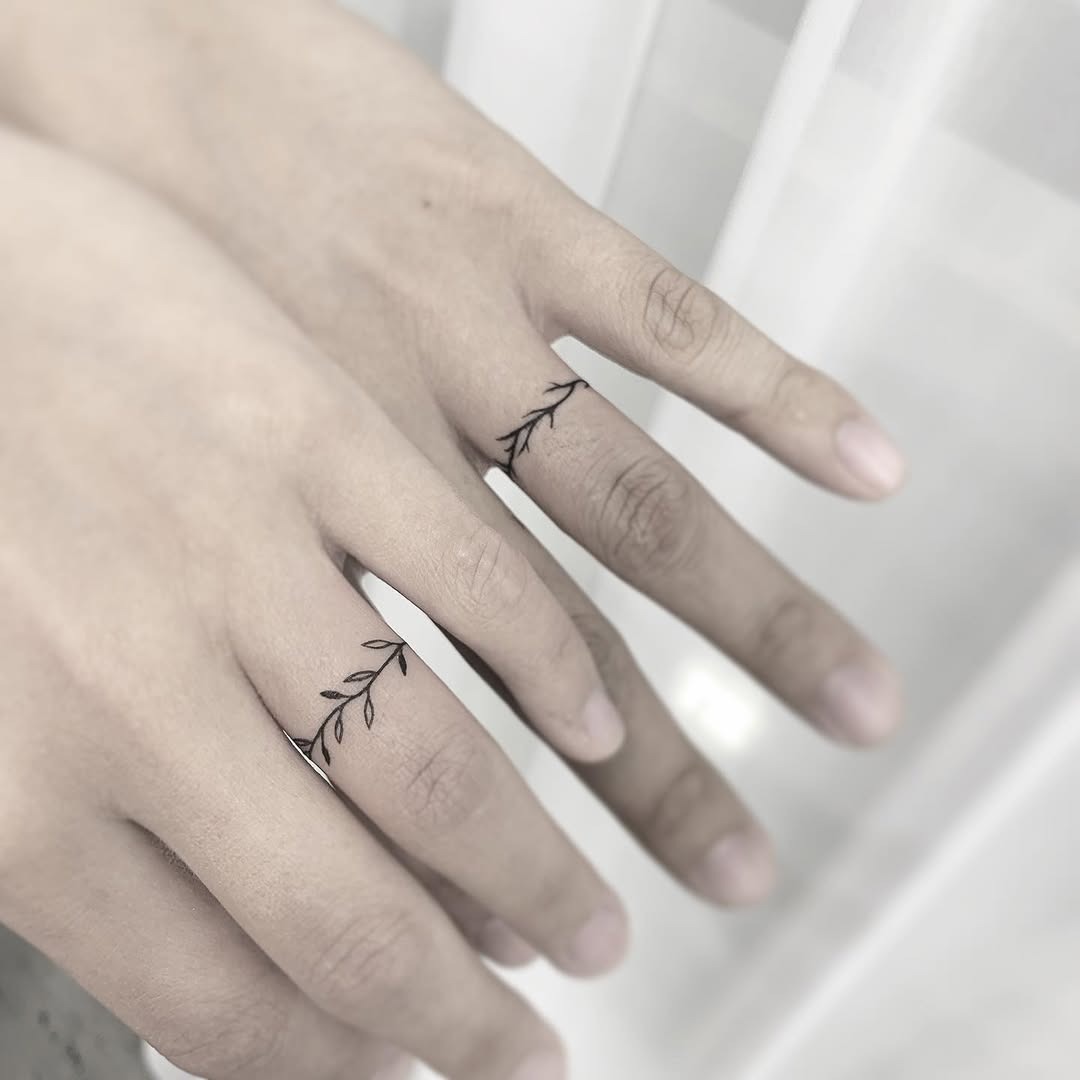 Stylish vine tattoo ring designs on fingers Tattoo Design