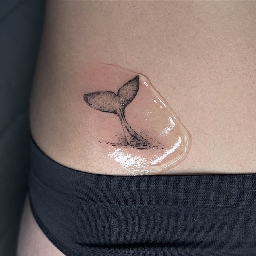 Elegant minimalist whale tail tattoo design Tattoo Design