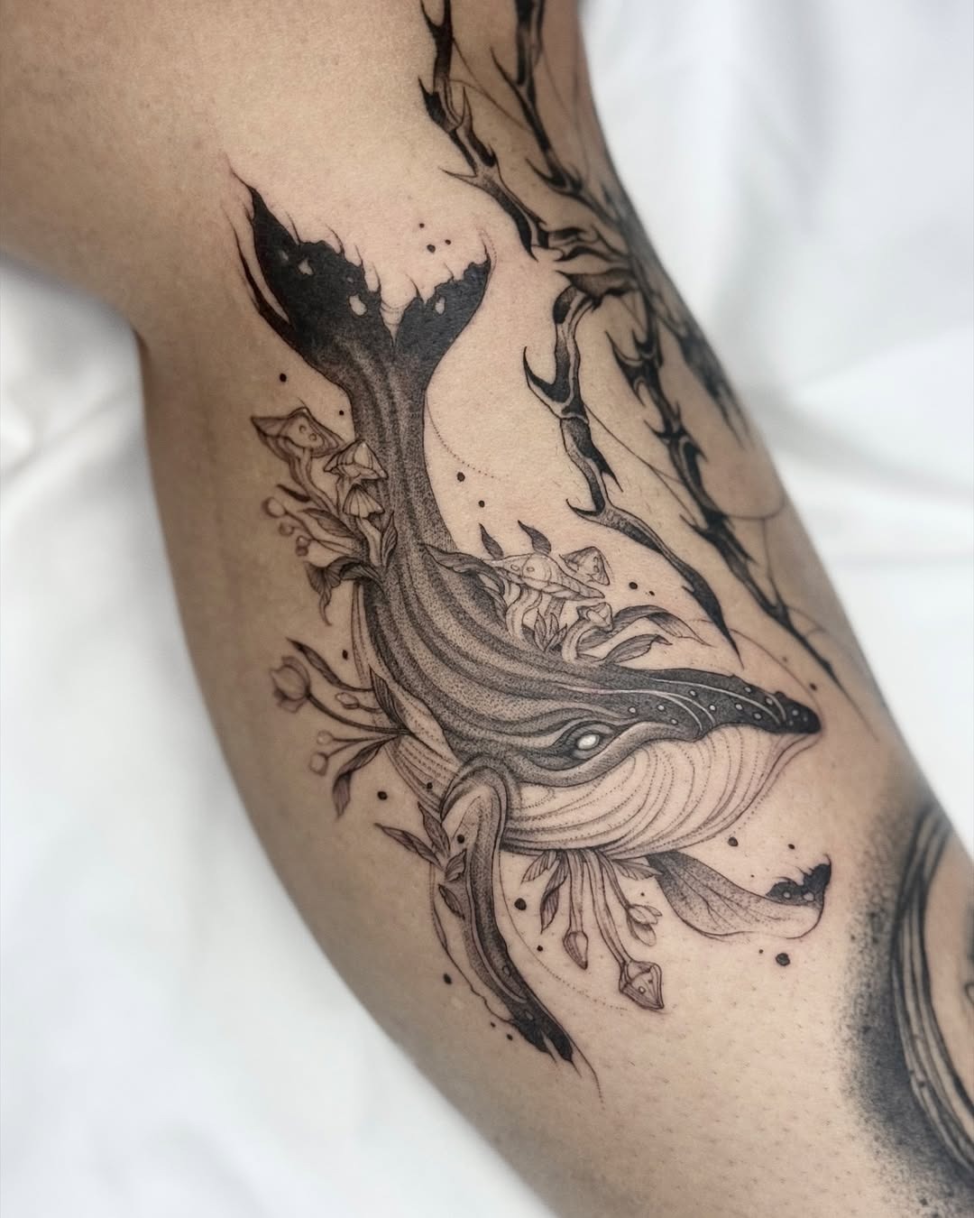 Elegant whale tattoo with intricate details Tattoo Design