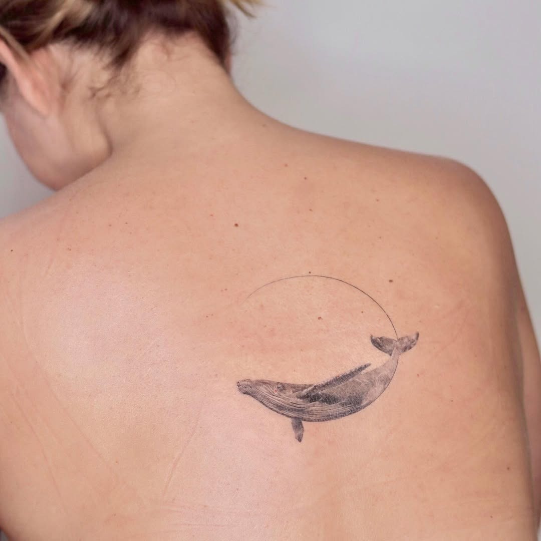 Elegant whale tattoo with minimalist Artwork Tattoo Design