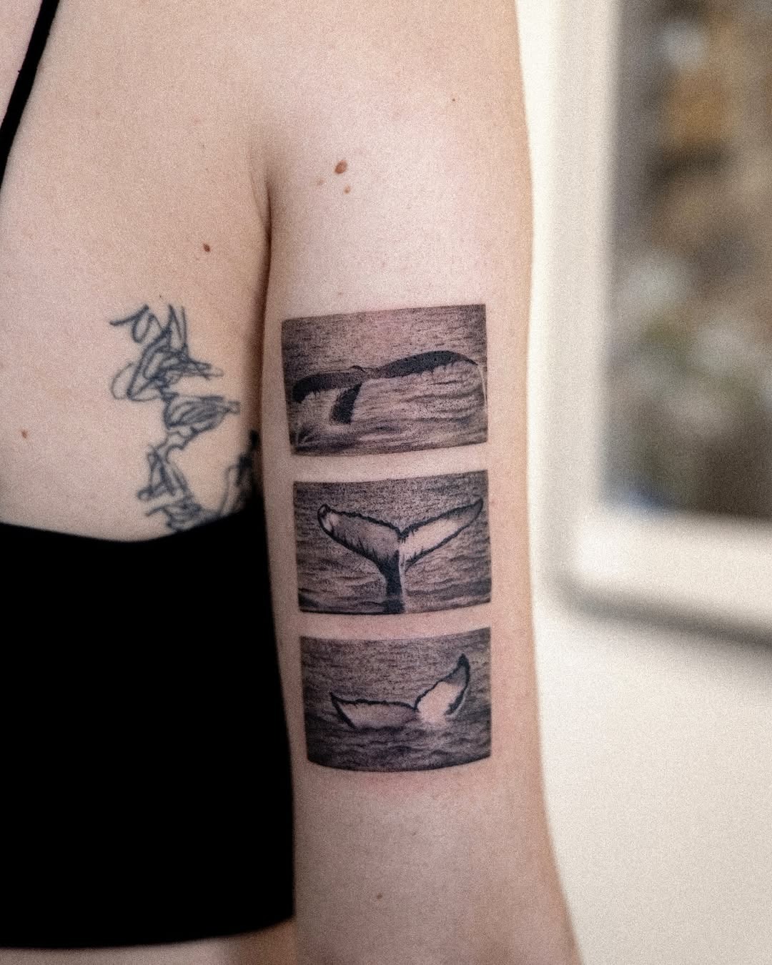 Unique Triptych Whale Tattoo for Arm Tattoo Design