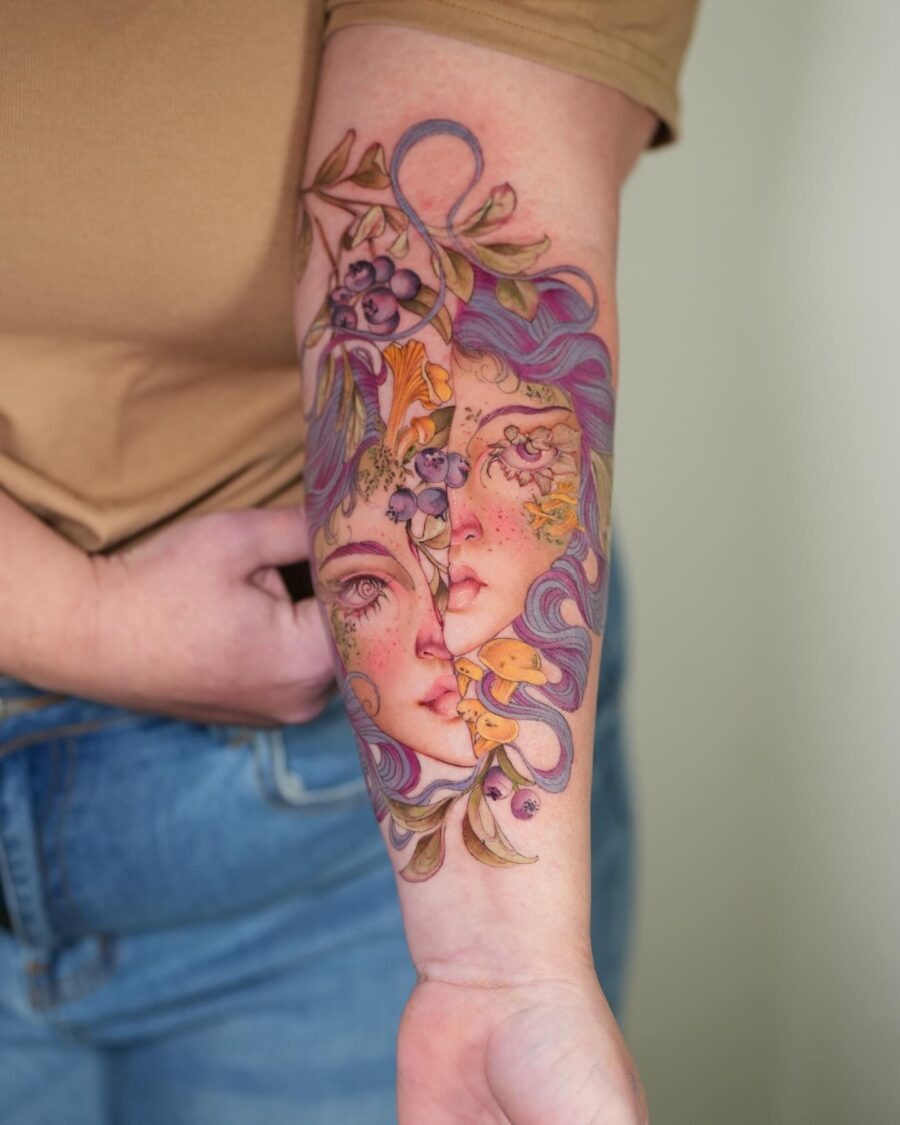 A creative blend of nature and beauty Tattoo Design