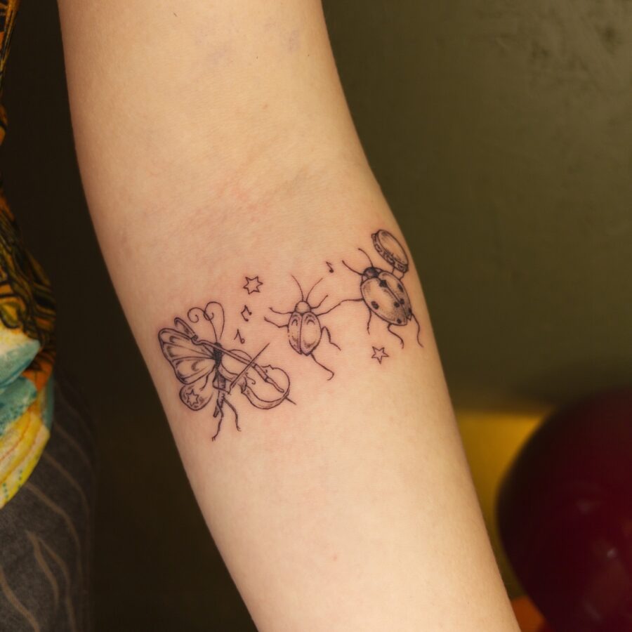 Charming Insect Tattoos with Whimsical Flair Tattoo Design