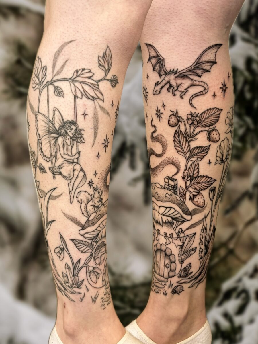 Enchanted forest whimsy on skin art Tattoo Design