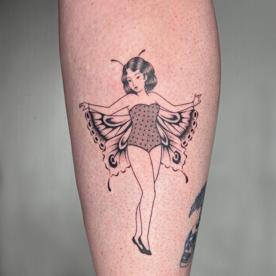 Enchanting fairy with butterfly wings tattoo design Tattoo Design