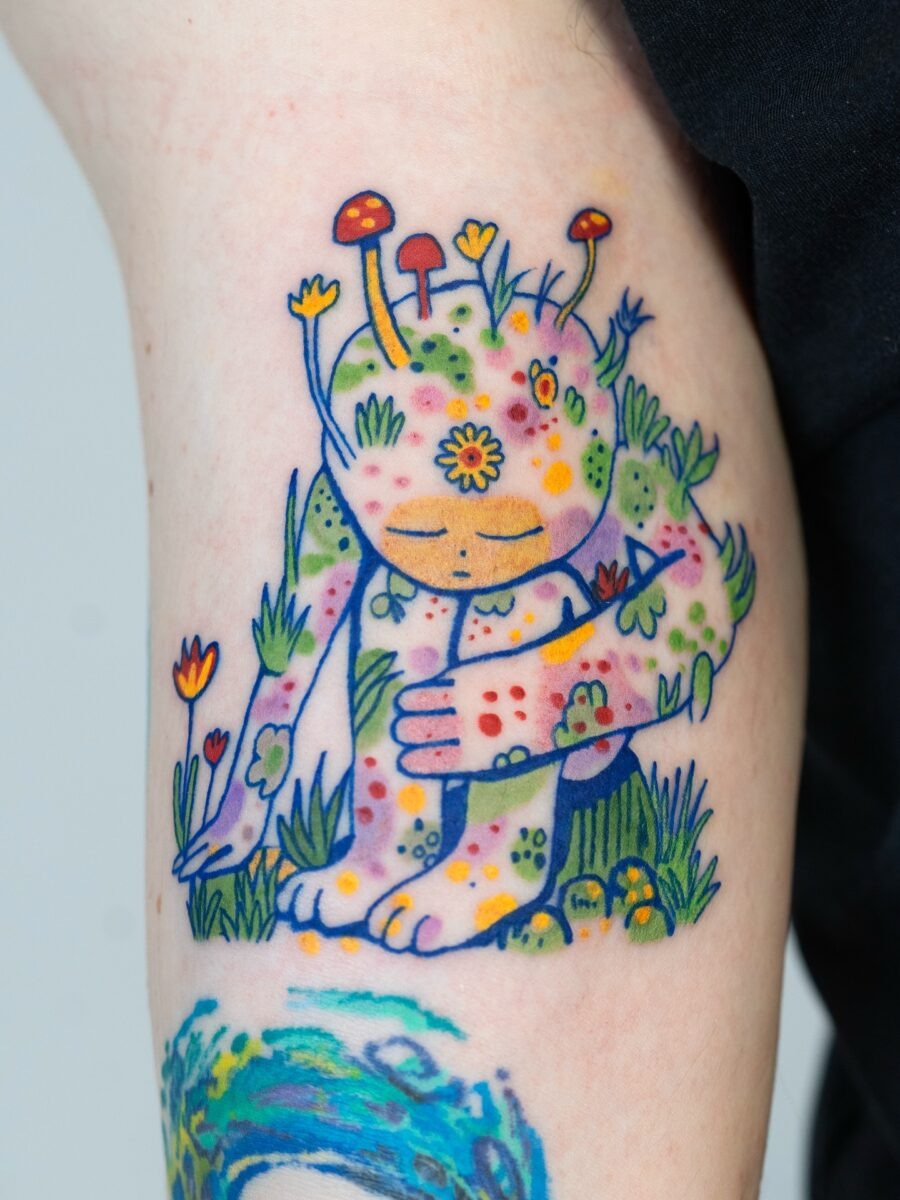 Enchanting forest creature tattoo full of colors Tattoo Design