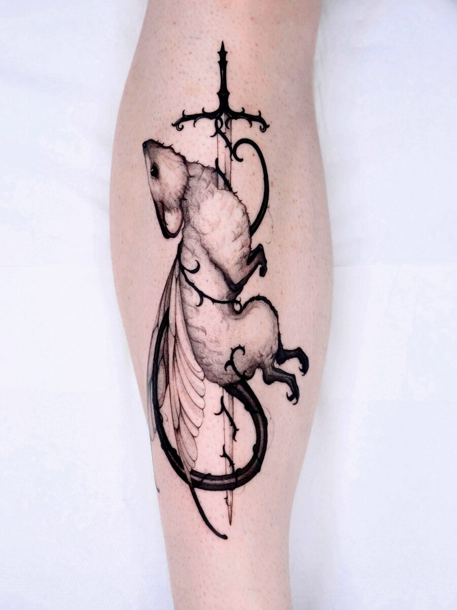 Intricate Design of a Winged Mouse Tattoo Tattoo Design