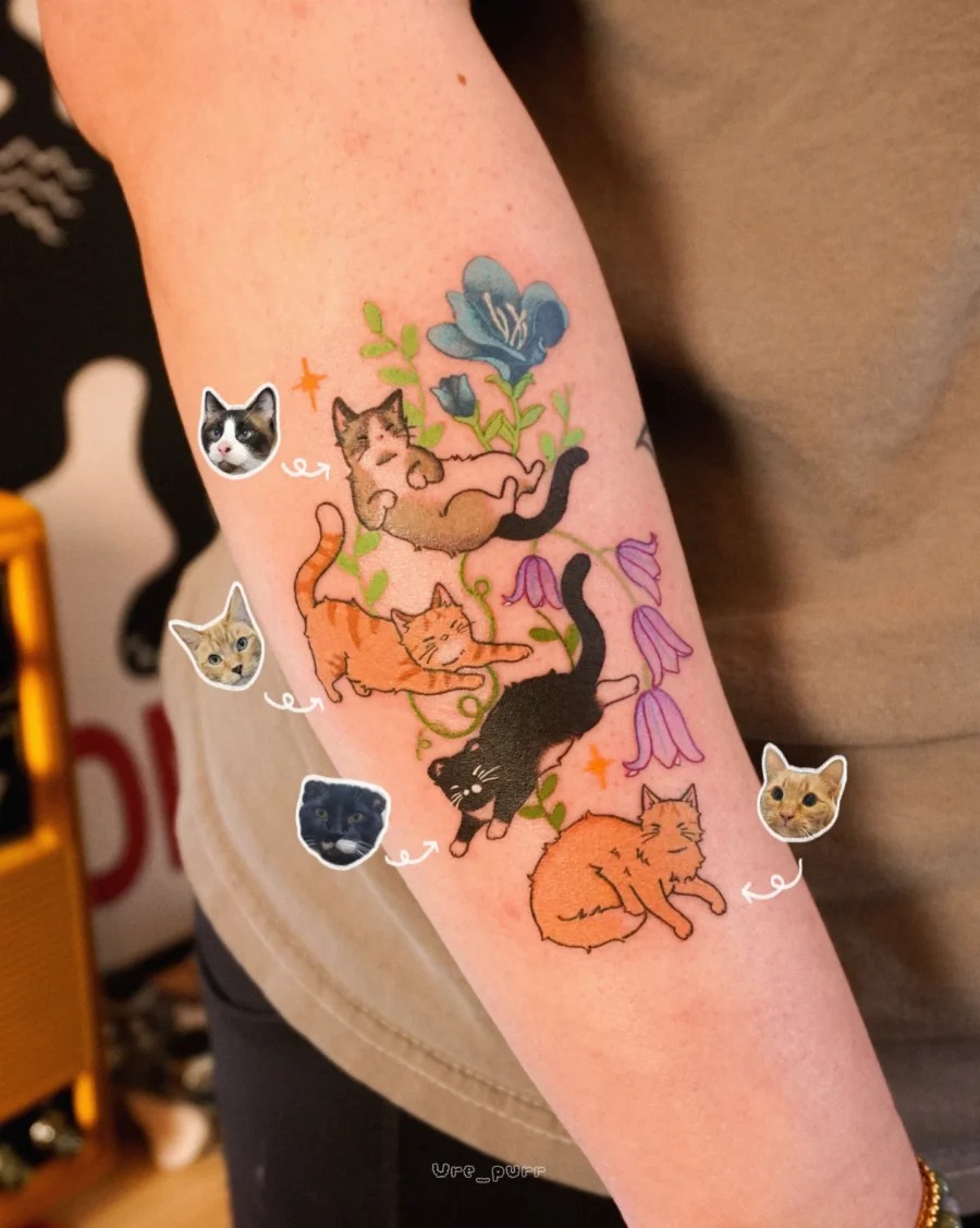Playful Cat Tattoos for Animal Lovers Tattoo Design