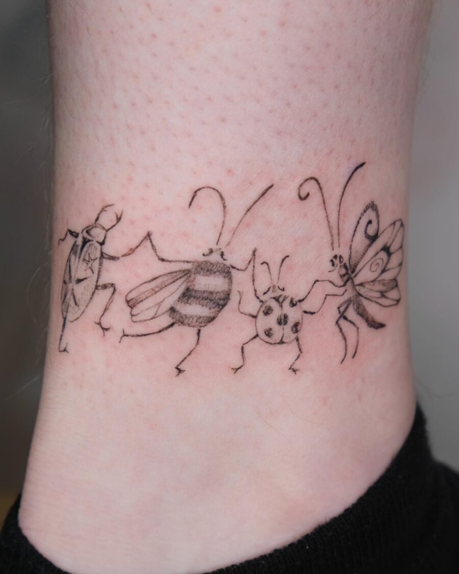 Quirky Bugs: A Playful Tattoo Collection Tattoo Design