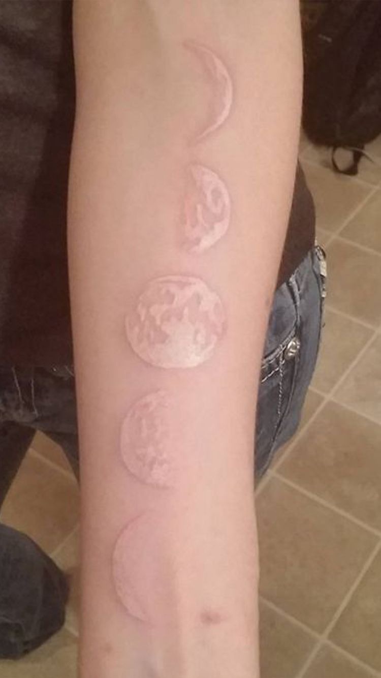 A Realistic Take on Moon Phases White Ink Tattoo Tattoo Design