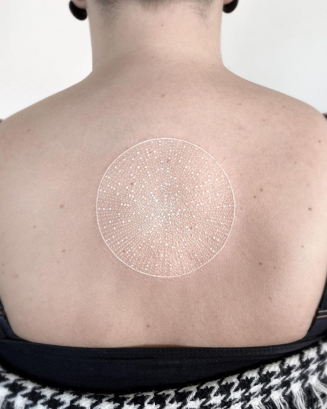 Abstraction in Dashes and Dots White Ink Tattoo Tattoo Design