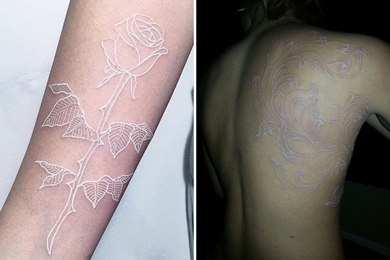 60+ White Tattoo Ideas With Inspiring Artistic Placement Featured Lookbook Collage
